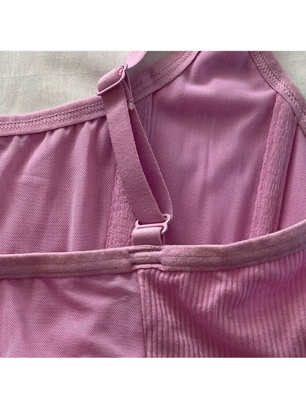 Colsie Pink Corset Ribbed Mesh Top - Picture 7 of 10